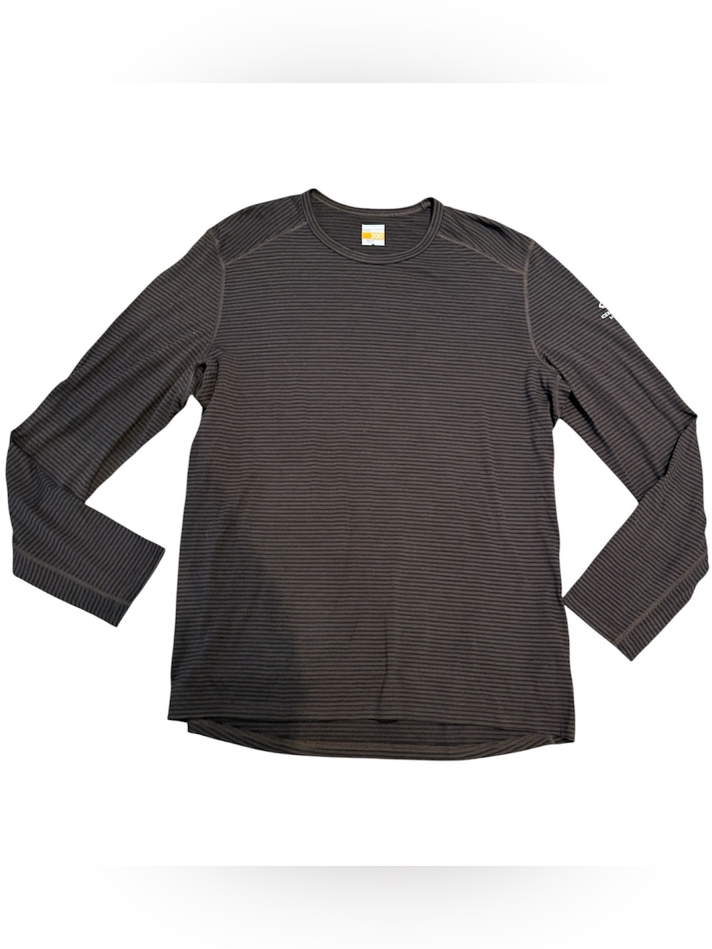 Icebreaker Men's Merino 200 Long Sleeve Crewneck in Brown Black Stripe XL